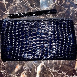 Small black snake printed wristlet purse